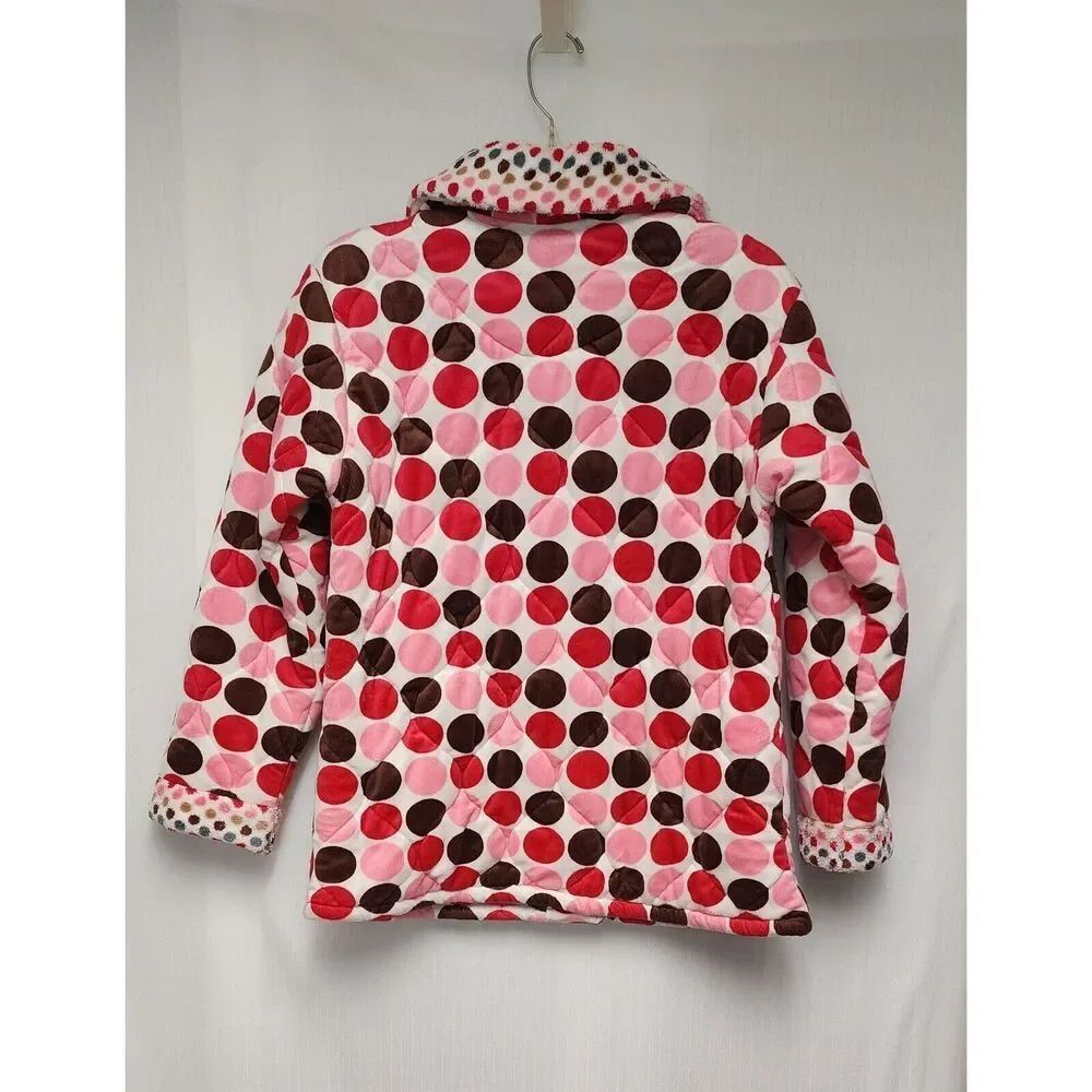 Girls Polka-Dots Multicolor Pink Plush Jacket Size 10-12